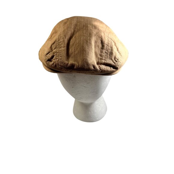 Vintage-Inspired Tan Newsboy Men's Cap Lightweight Ventilation Eyelets Heritage - Picture 3 of 7